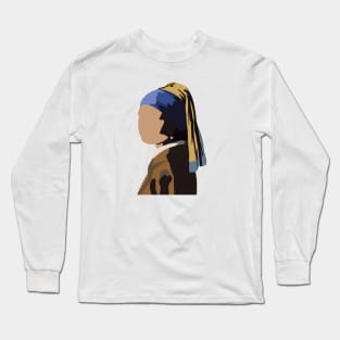 Minimal Girl with Pearl Earring Long Sleeve T-Shirt